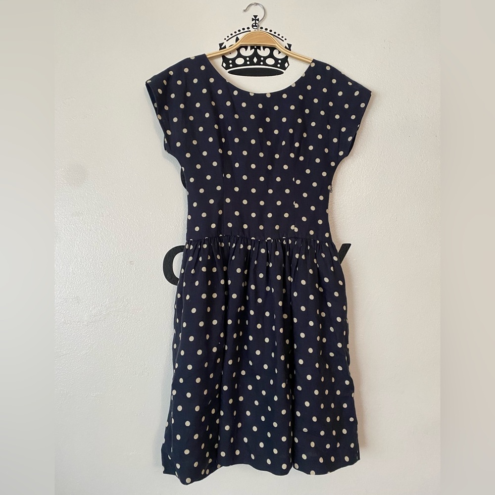 Lili’s Closet | Navy and Cream Polka Dot Dress Size 4